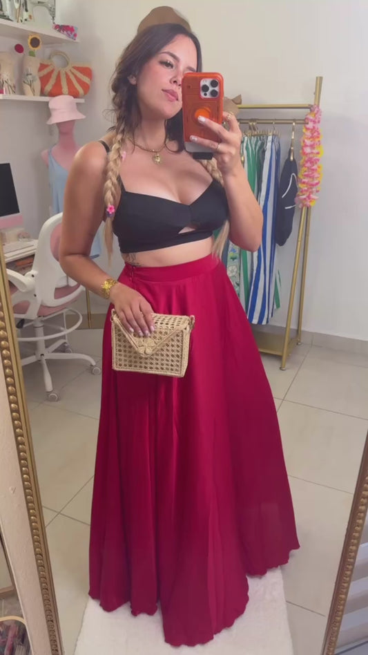 Red Wine Maxi Skirt